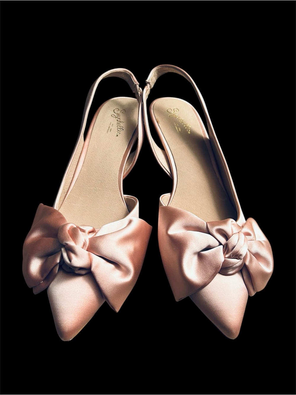 Seychelles Blush Pink Satin Bow Slingback Shoes NWOT